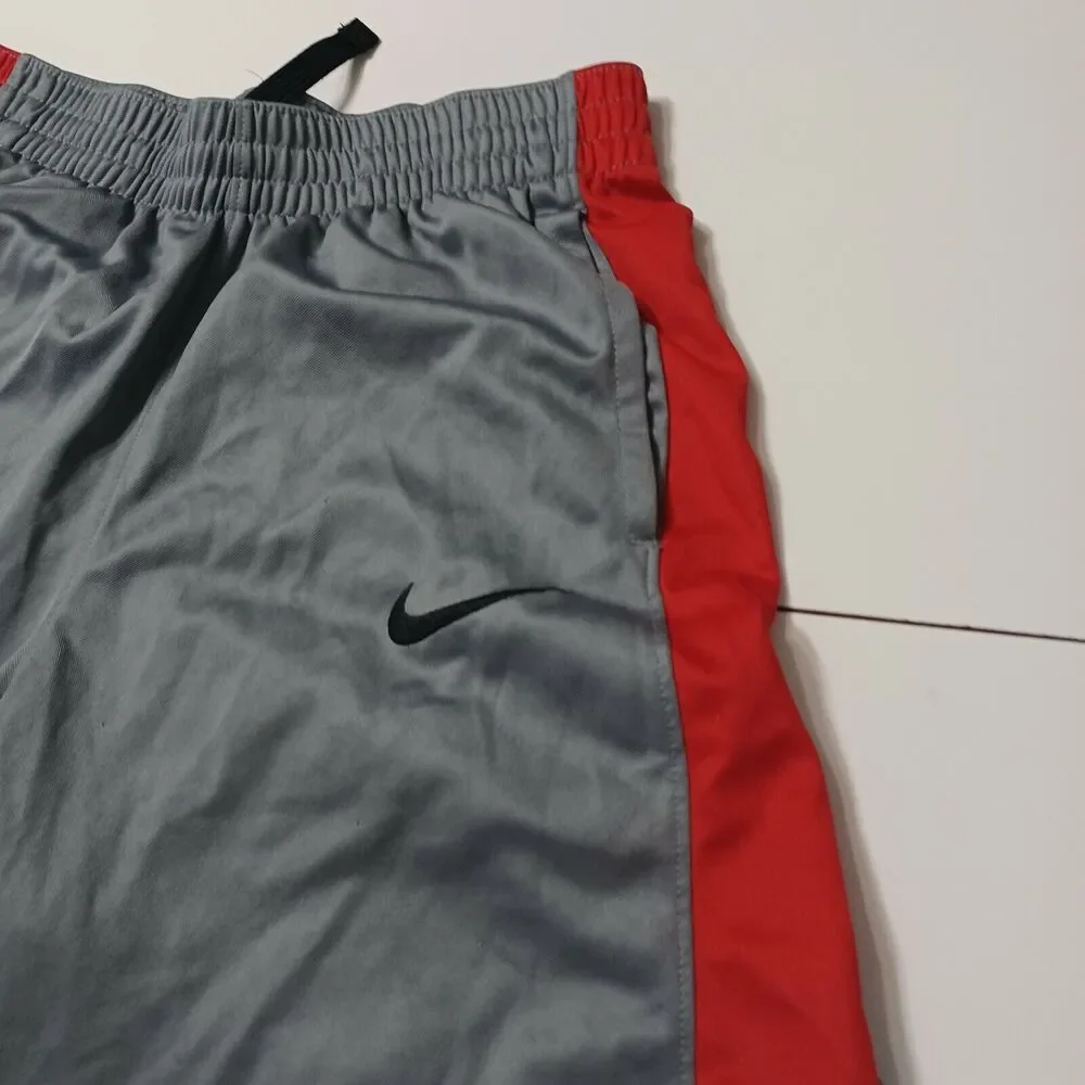 Nike Dri Fit Big Boy Extra Large Short Grey Red Stretch Elastic Waist Pull On XL